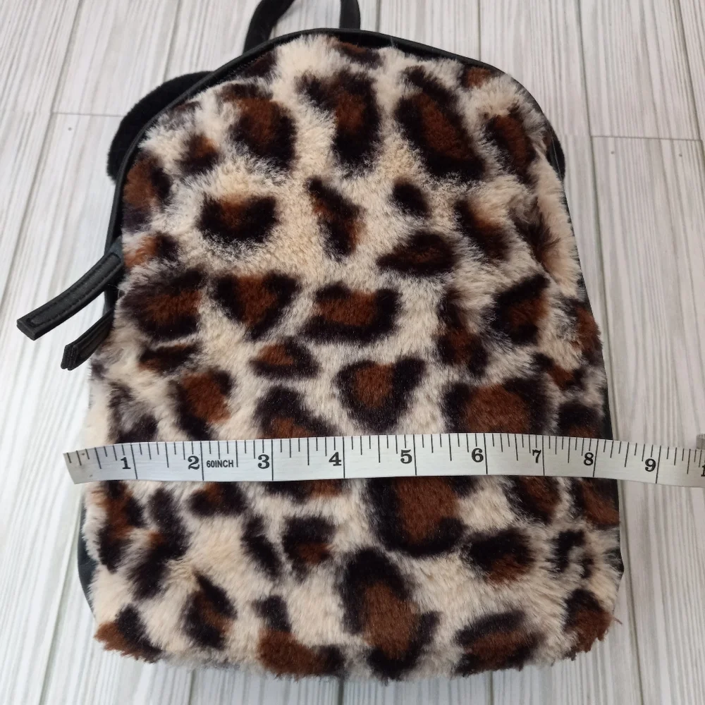 Deb & Dave Faux Fur Leopard Print Mini Backpack